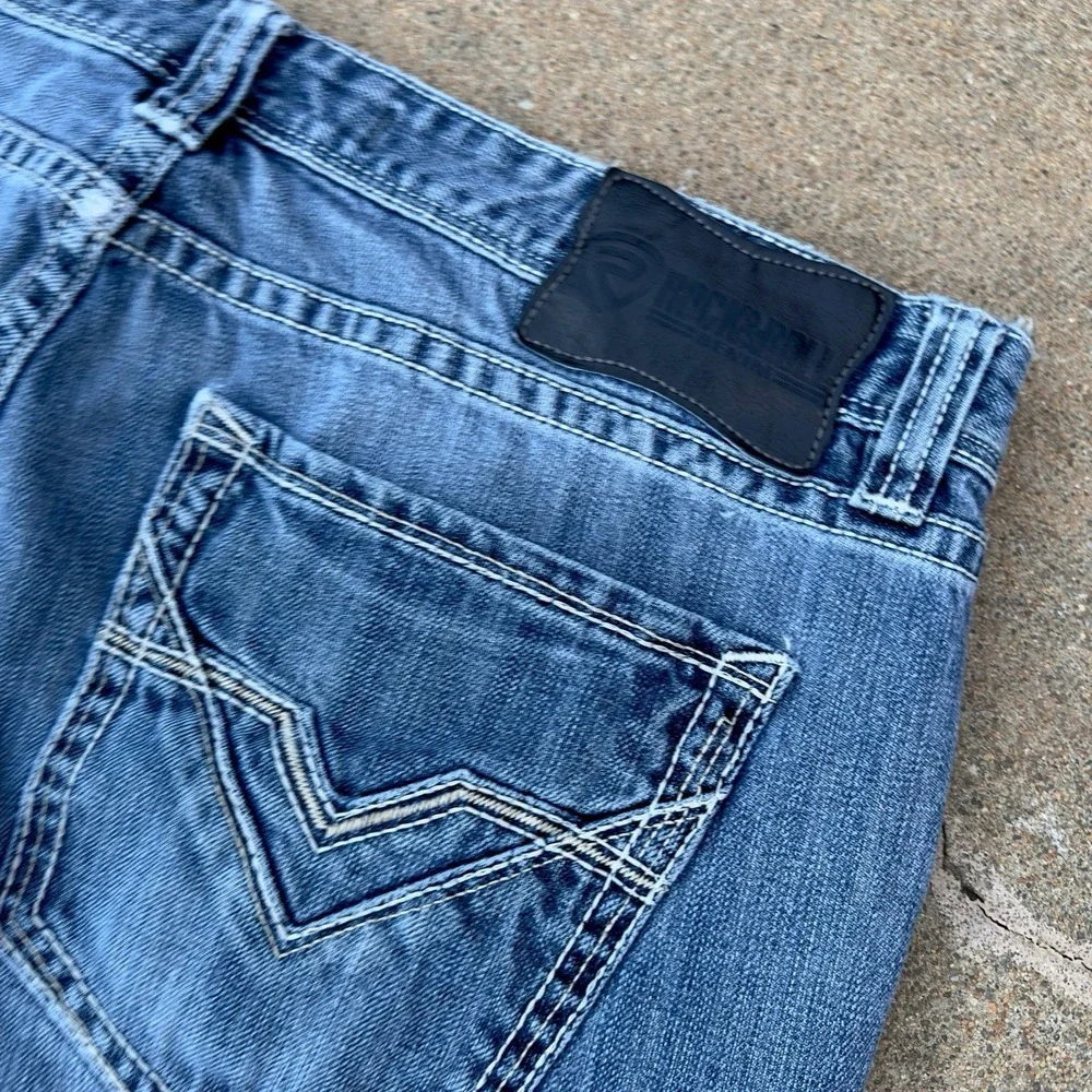 Rock & Roll Pistol Straight‎ Regular Jeans Men's 38x32 Thick Stitch Cowboy Denim
